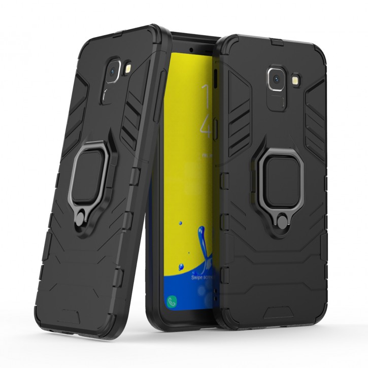 COOVY® Cover für Samsung Galaxy J6 SM-J600 / SM-J600F/DS (Model 2018) Bumper Case, Plastik + TPU-Silikon, extra stark, Anti-Shock, Stand Funktion + Magnethalter kompatibel | 