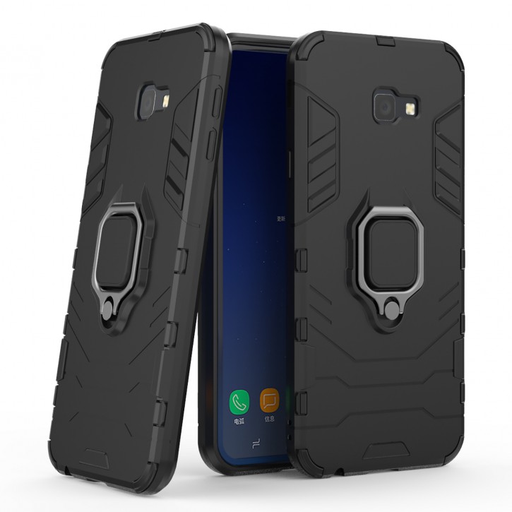 COOVY® Cover für Samsung Galaxy J4 + plus SM-J415F/DS / SM-J415FN/DS (Model 2018) Bumper Case, Plastik + TPU-Silikon, extra stark, Anti-Shock, Stand Funktion + Magnethalter kompatibel | 