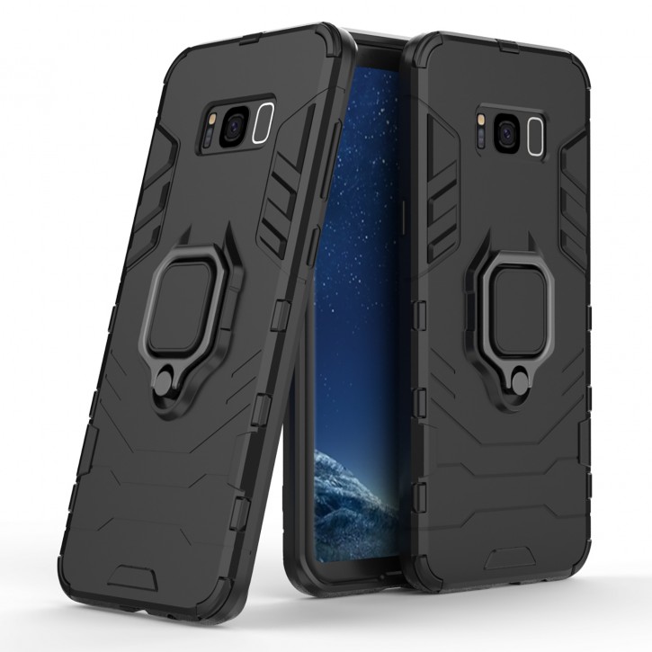 COOVY® Cover für Samsung Galaxy S8 + plus SM-G955F / SM-G955FD Bumper Case, Plastik + TPU-Silikon, extra stark, Anti-Shock, Stand Funktion + Magnethalter kompatibel | 