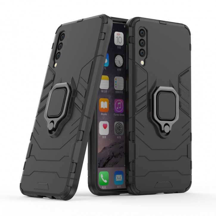 COOVY® Cover für Samsung Galaxy A50 SM-A505F/DS / A30s SM-A307FN/DS Bumper Case, Plastik + TPU-Silikon, extra stark, Anti-Shock, Stand Funktion + Magnethalter kompatibel | 