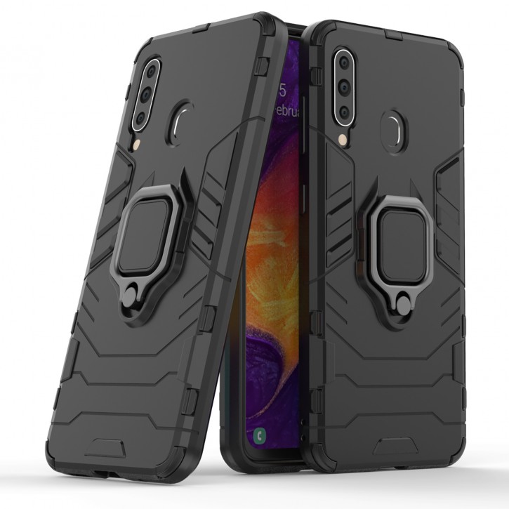 COOVY® Cover für Samsung Galaxy A60 SM-A606F/DS / M40 SM-M405F/DS Bumper Case, Plastik + TPU-Silikon, extra stark, Anti-Shock, Stand Funktion + Magnethalter kompatibel | 