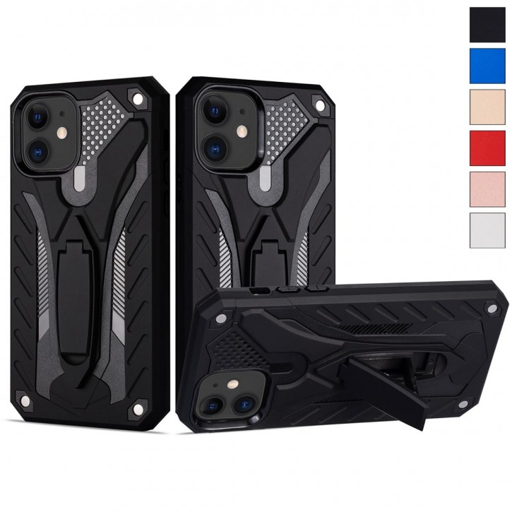 COOVY® Cover für Apple iPhone 11 Bumper Case, Hülle Doppelschicht aus Plastik + TPU-Silikon, extra stark, Anti-Shock, Standfunktion | 