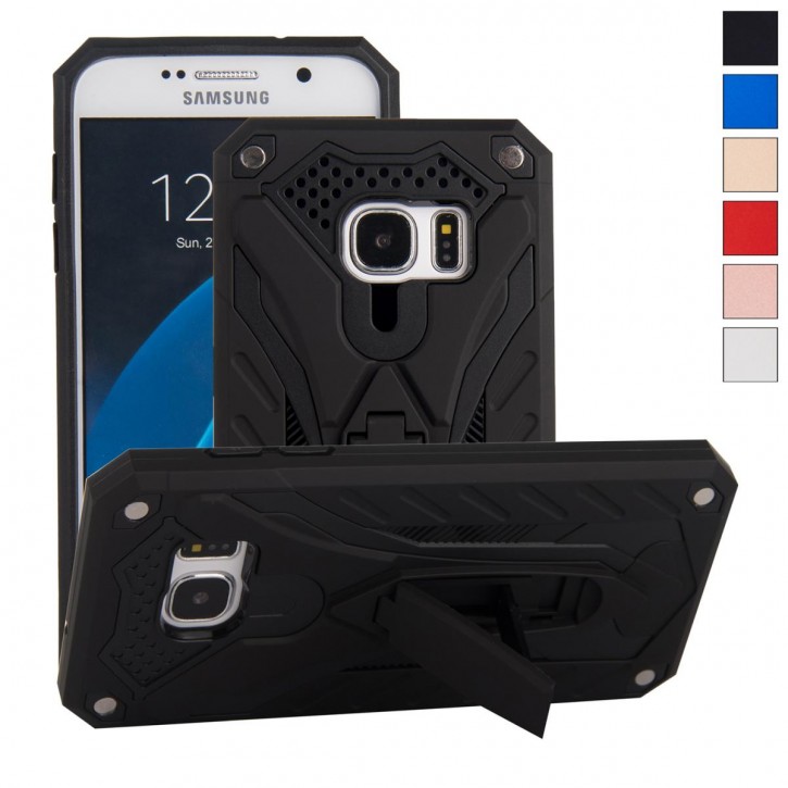 COOVY® Cover für Samsung Galaxy S7 SM-G930F SM-G930 Bumper Case, Hülle Doppelschicht aus Plastik + TPU-Silikon, extra stark, Anti-Shock, Standfunktion | 