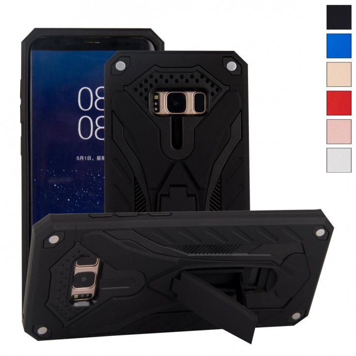 COOVY® Cover für Samsung Galaxy S8 SM-G950F / SM-G950FD Bumper Case, Hülle Doppelschicht aus Plastik + TPU-Silikon, extra stark, Anti-Shock, Standfunktion | 