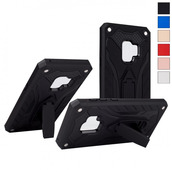 COOVY® Cover für Samsung Galaxy S9 SM-G960F / SM-G960F/DS Bumper Case, Hülle Doppelschicht aus Plastik + TPU-Silikon, extra stark, Anti-Shock, Standfunktion | 