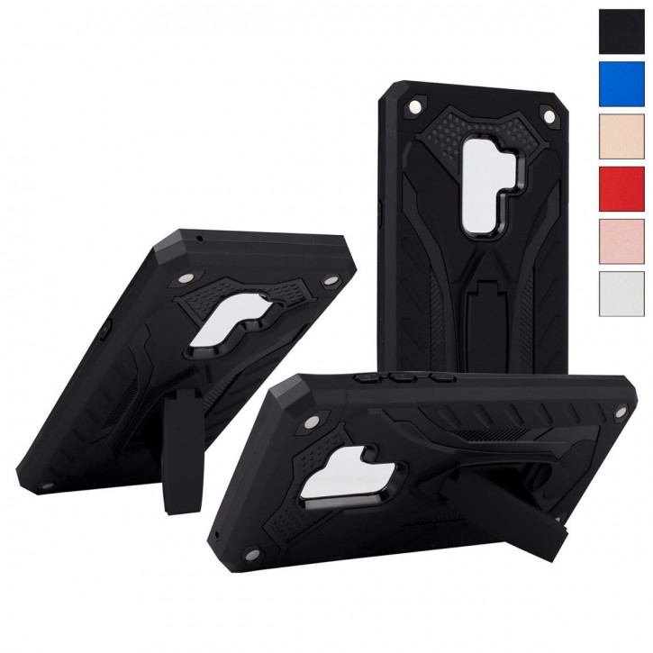 COOVY® Cover für Samsung Galaxy S9 + plus SM-G965F / SM-G965F/DS Bumper Case, Hülle Doppelschicht aus Plastik + TPU-Silikon, extra stark, Anti-Shock, Standfunktion | 