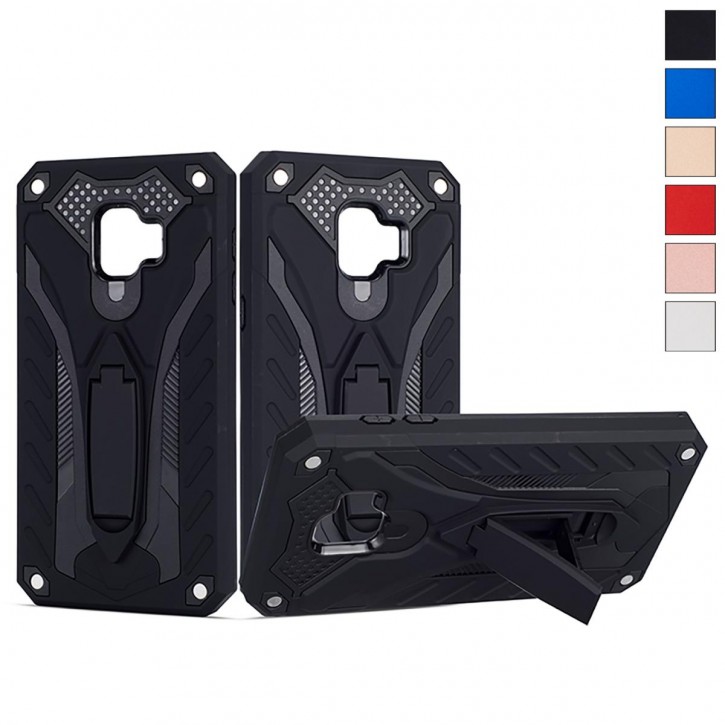 COOVY® Cover für Samsung Galaxy J2 Grand Prime pro SM-J250F/DS (Model 2018) Bumper Case, Hülle Doppelschicht aus Plastik + TPU-Silikon, extra stark, Anti-Shock, Standfunktion | 