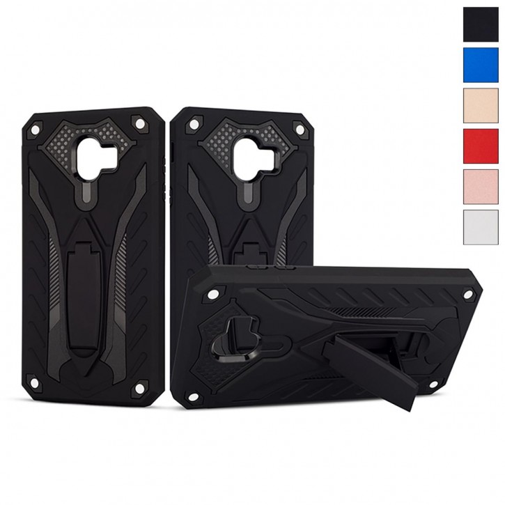 COOVY® Cover für Samsung Galaxy J4 SM-J400F/DS / SM-J400G/DS (Model 2018) Bumper Case, Hülle Doppelschicht aus Plastik + TPU-Silikon, extra stark, Anti-Shock, Standfunktion | 