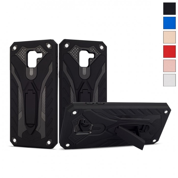 COOVY® Cover für Samsung Galaxy J6 SM-J600 / SM-J600F/DS (Model 2018) Bumper Case, Hülle Doppelschicht aus Plastik + TPU-Silikon, extra stark, Anti-Shock, Standfunktion | 