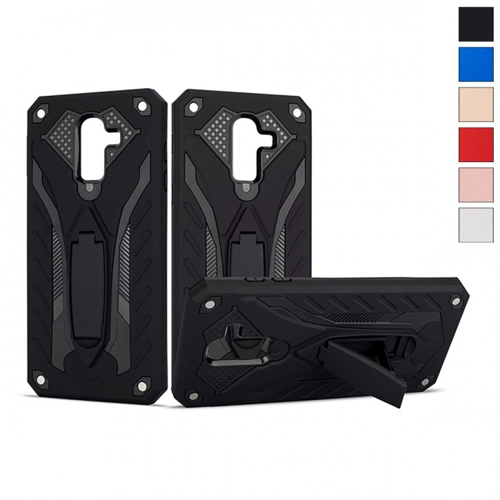 COOVY® Cover für Samsung Galaxy J8 SM-J810 / SM-J810F/DS (Model 2018) Bumper Case, Hülle Doppelschicht aus Plastik + TPU-Silikon, extra stark, Anti-Shock, Standfunktion | 