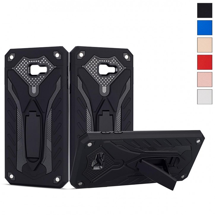 COOVY® Cover für Samsung Galaxy J4 + plus SM-J415F/DS / SM-J415FN/DS (Model 2018) Bumper Case, Hülle Doppelschicht aus Plastik + TPU-Silikon, extra stark, Anti-Shock, Standfunktion | 