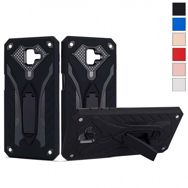 COOVY® Cover für Samsung Galaxy J6 + plus SM-J610FN / SM-J610G/DS (Model 2018) Bumper Case, Hülle Doppelschicht aus Plastik + TPU-Silikon, extra stark, Anti-Shock, Standfunktion | 