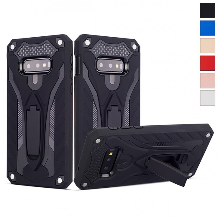 COOVY® Cover für Samsung Galaxy S10e SM-G970F Bumper Case, Hülle Doppelschicht aus Plastik + TPU-Silikon, extra stark, Anti-Shock, Standfunktion | 