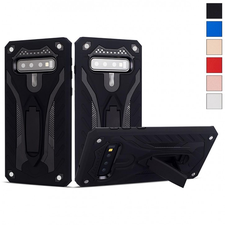 COOVY® Cover für Samsung Galaxy S10 SM-G973F Bumper Case, Hülle Doppelschicht aus Plastik + TPU-Silikon, extra stark, Anti-Shock, Standfunktion | 