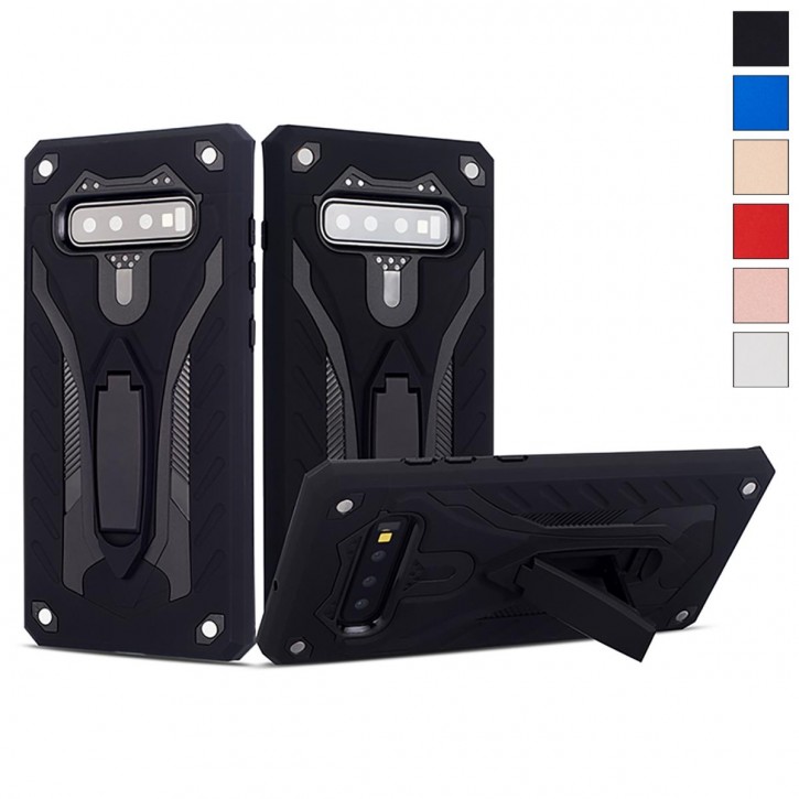 COOVY® Cover für Samsung Galaxy S10 + plus SM-G975F Bumper Case, Hülle Doppelschicht aus Plastik + TPU-Silikon, extra stark, Anti-Shock, Standfunktion | 