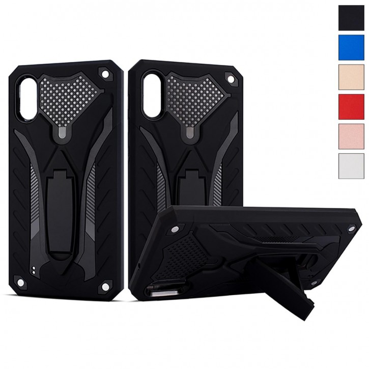 COOVY® Cover für Samsung Galaxy A10 SM-A105F/DS / M10 SM-M105F/DS  Bumper Case, Hülle Doppelschicht aus Plastik + TPU-Silikon, extra stark, Anti-Shock, Standfunktion | 
