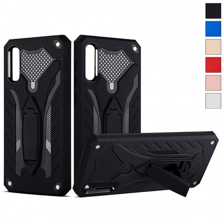 COOVY® Cover für Samsung Galaxy A70 SM-A705F/DS / SM-A705FN/DS Bumper Case, Hülle Doppelschicht aus Plastik + TPU-Silikon, extra stark, Anti-Shock, Standfunktion | 