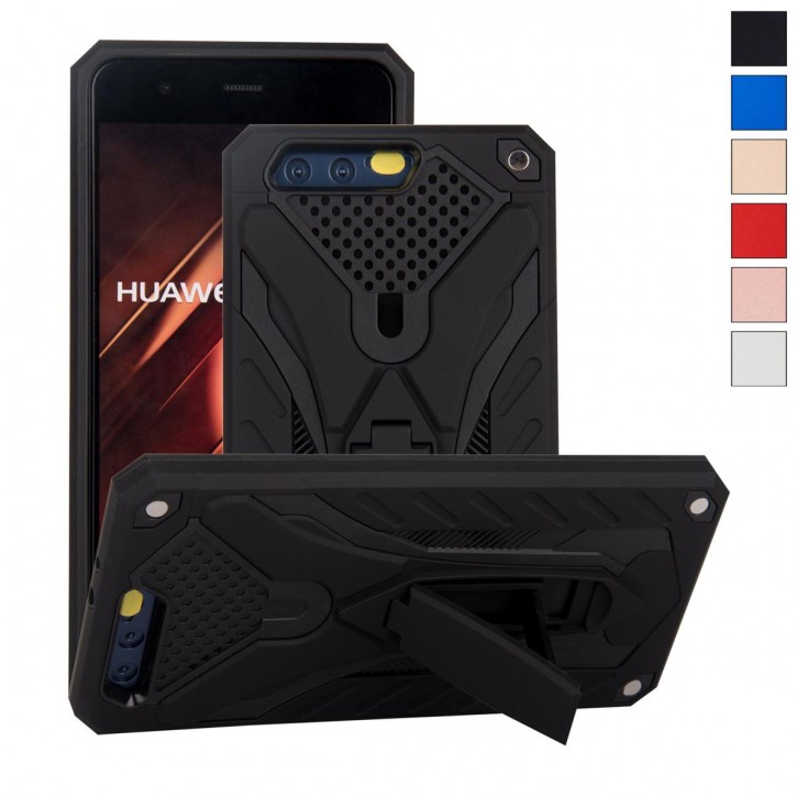 COOVY® Cover für Huawei P10 + plus Bumper Case, Hülle Doppelschicht aus Plastik + TPU-Silikon, extra stark, Anti-Shock, Standfunktion | 