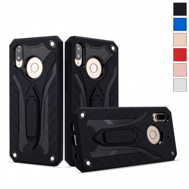 COOVY® Cover für Huawei P20 lite Bumper Case, Hülle Doppelschicht aus Plastik + TPU-Silikon, extra stark, Anti-Shock, Standfunktion | 