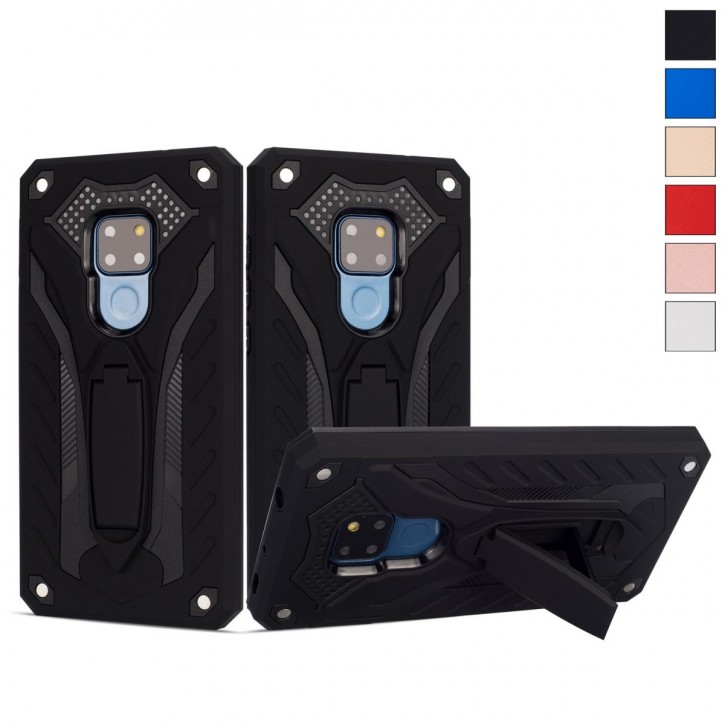 COOVY® Cover für Huawei Mate 20 Bumper Case, Hülle Doppelschicht aus Plastik + TPU-Silikon, extra stark, Anti-Shock, Standfunktion | 