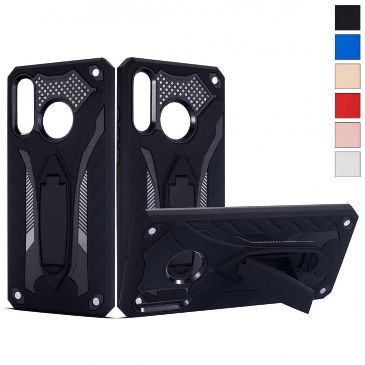 COOVY® Cover für Huawei P30 lite/  NOVA 4E Bumper Case, Hülle Doppelschicht aus Plastik + TPU-Silikon, extra stark, Anti-Shock, Standfunktion | 