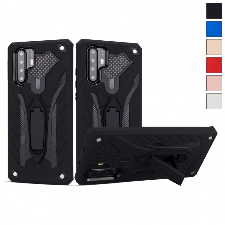 COOVY® Cover für Huawei P30 pro Bumper Case, Hülle Doppelschicht aus Plastik + TPU-Silikon, extra stark, Anti-Shock, Standfunktion | 