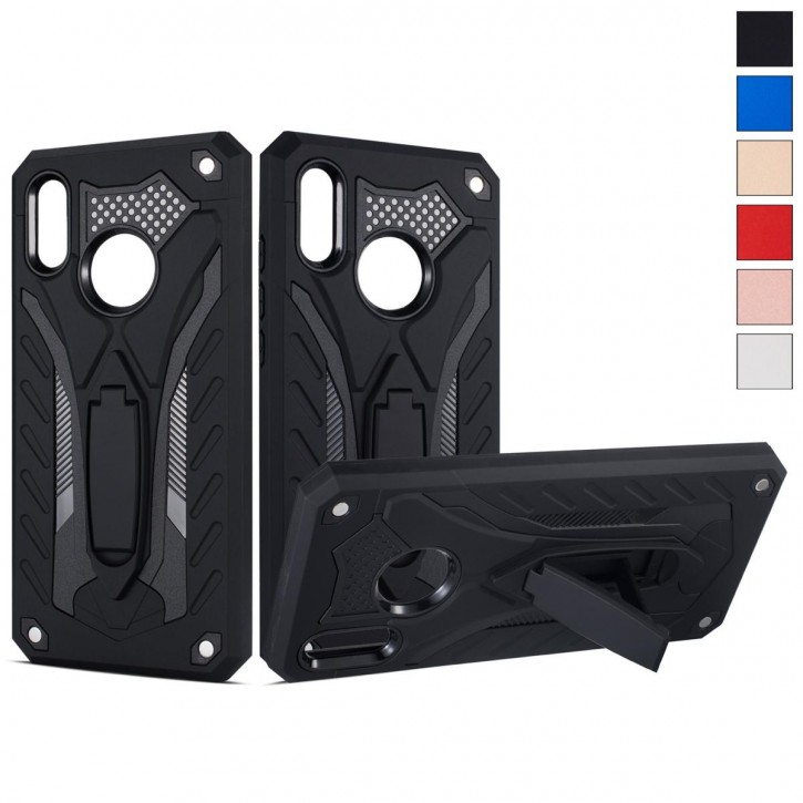 COOVY® Cover für Huawei P smart (Model 2019) Bumper Case, Hülle Doppelschicht aus Plastik + TPU-Silikon, extra stark, Anti-Shock, Standfunktion | 