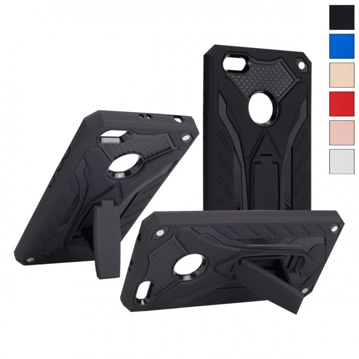 COOVY® Cover für Xiaomi Redmi 4 / 4X Bumper Case, Hülle Doppelschicht aus Plastik + TPU-Silikon, extra stark, Anti-Shock, Standfunktion | 