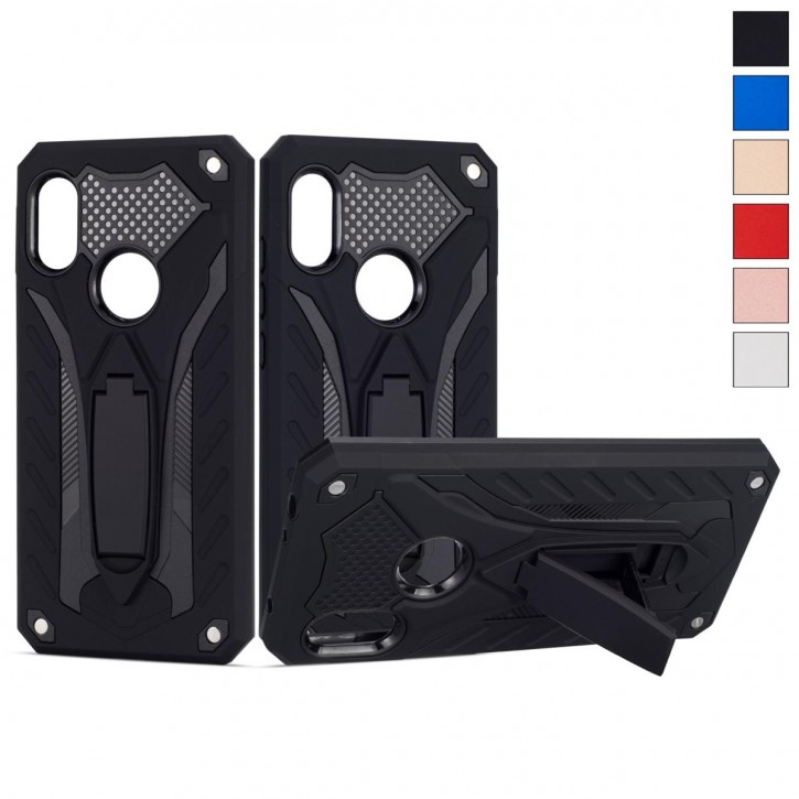 COOVY® Cover für Xiaomi Redmi Note 6 / Note 6 pro Bumper Case, Hülle Doppelschicht aus Plastik + TPU-Silikon, extra stark, Anti-Shock, Standfunktion | 
