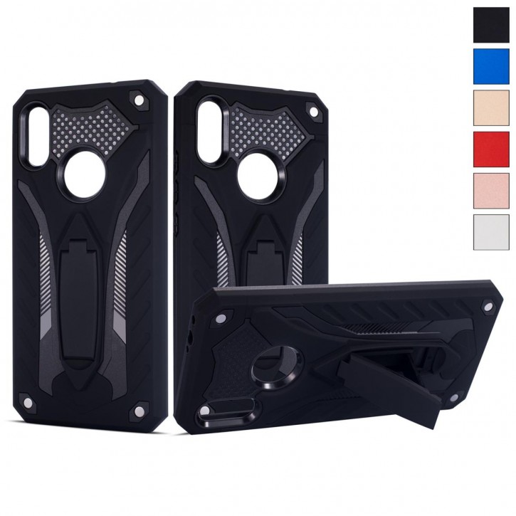 COOVY® Cover für Xiaomi Redmi Note 7 / Note 7 pro Bumper Case, Hülle Doppelschicht aus Plastik + TPU-Silikon, extra stark, Anti-Shock, Standfunktion | 