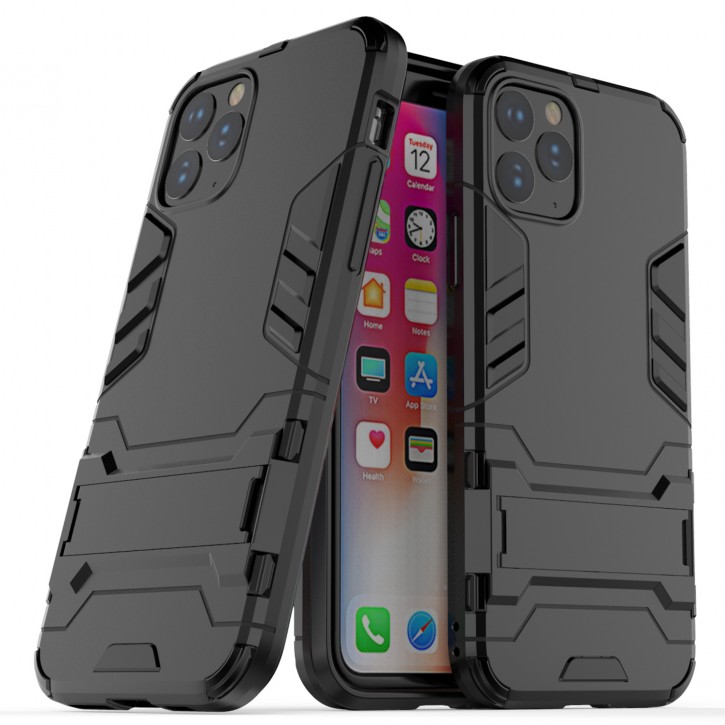 COOVY® Cover für Apple iPhone 11 pro Bumper Case, Doppelschicht aus Plastik + TPU-Silikon, extra stark, Anti-Shock Hülle, Standfunktion | 