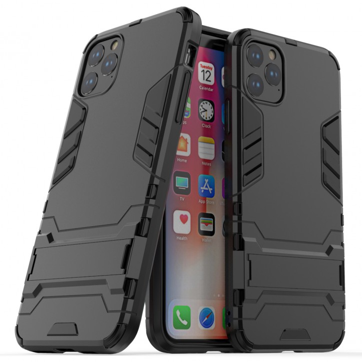 COOVY® Cover für Apple iPhone 11 pro Max Bumper Case, Doppelschicht aus Plastik + TPU-Silikon, extra stark, Anti-Shock Hülle, Standfunktion | 