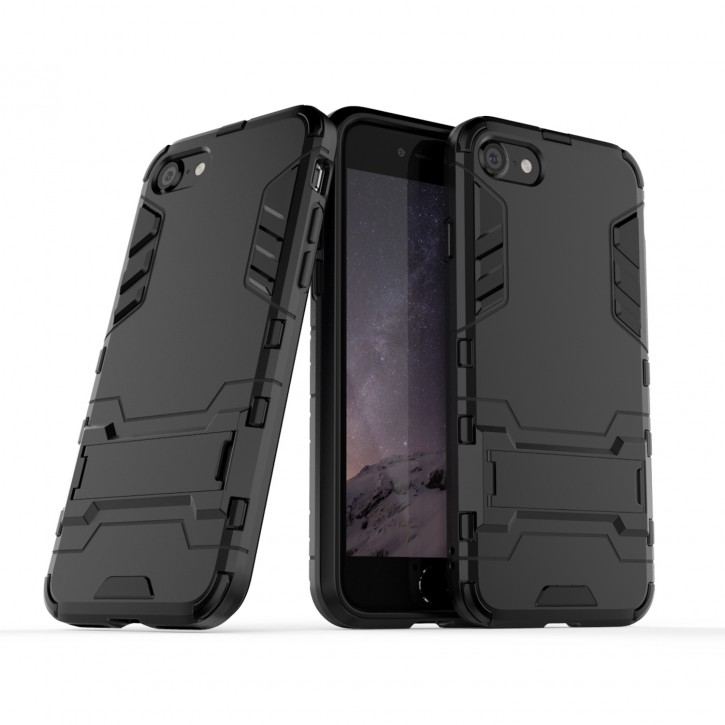 COOVY® Cover für Apple iPhone SE (Model 2020) Bumper Case, Doppelschicht aus Plastik + TPU-Silikon, extra stark, Anti-Shock Hülle, Standfunktion | 