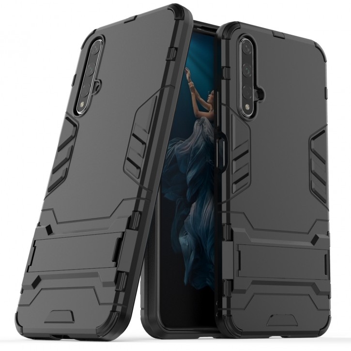 COOVY® Cover für Huawei Honor 20 / Nova 5T Bumper Case, Doppelschicht aus Plastik + TPU-Silikon, extra stark, Anti-Shock Hülle, Standfunktion | 