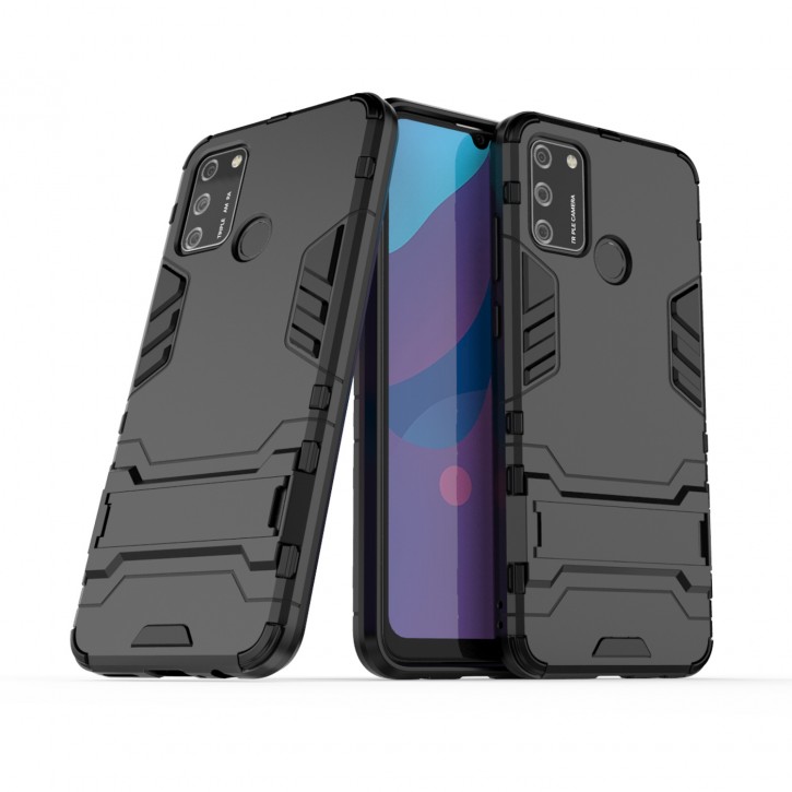 COOVY® Cover für Huawei Honor 9A Bumper Case, Doppelschicht aus Plastik + TPU-Silikon, extra stark, Anti-Shock Hülle, Standfunktion | 