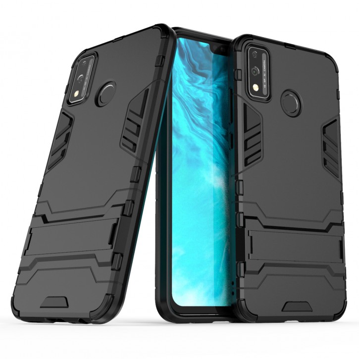 COOVY® Cover für Huawei Honor 9x Lite Bumper Case, Doppelschicht aus Plastik + TPU-Silikon, extra stark, Anti-Shock Hülle, Standfunktion | 
