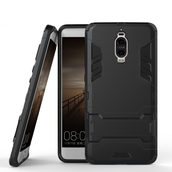COOVY® Cover für Huawei Mate 9 pro Bumper Case, Doppelschicht aus Plastik + TPU-Silikon, extra stark, Anti-Shock Hülle, Standfunktion | 