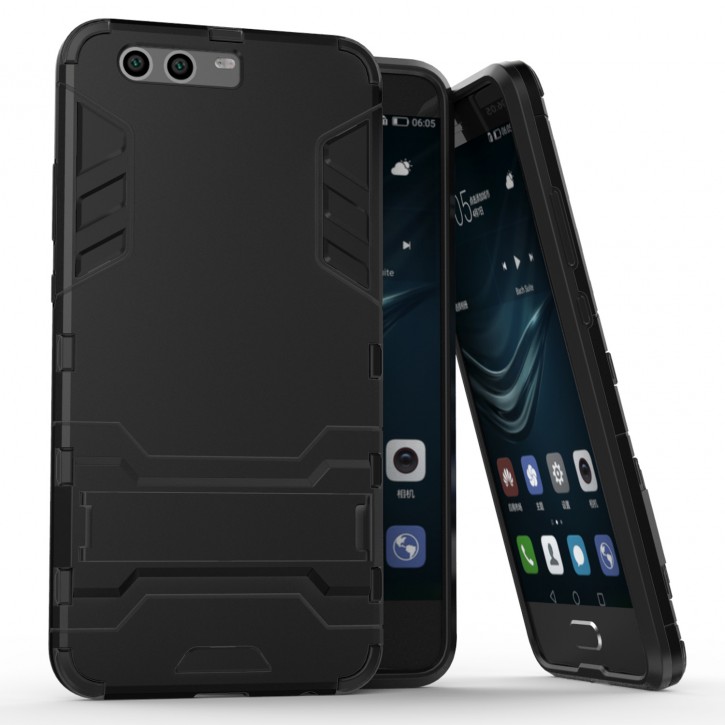 COOVY® Cover für Huawei P10 + plus Bumper Case, Doppelschicht aus Plastik + TPU-Silikon, extra stark, Anti-Shock Hülle, Standfunktion | 