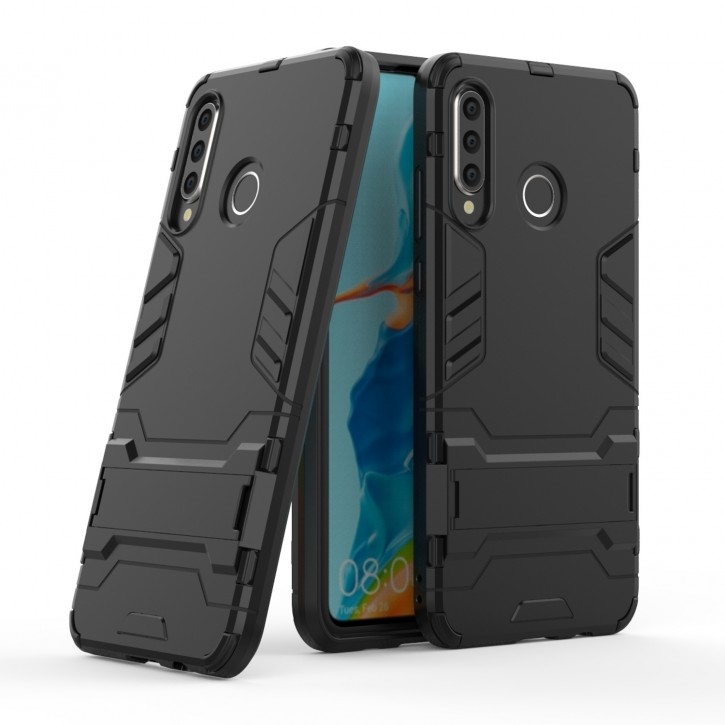 COOVY® Cover für Huawei P30 lite/  NOVA 4E Bumper Case, Doppelschicht aus Plastik + TPU-Silikon, extra stark, Anti-Shock Hülle, Standfunktion | 