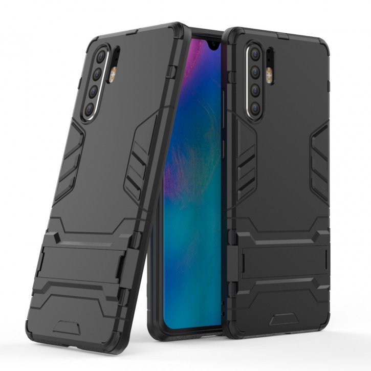 COOVY® Cover für Huawei P30 pro Bumper Case, Doppelschicht aus Plastik + TPU-Silikon, extra stark, Anti-Shock Hülle, Standfunktion | 