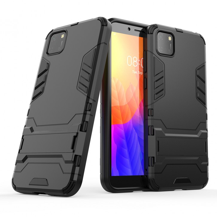 COOVY® Cover für Huawei Y5p / Honor 9S Bumper Case, Doppelschicht aus Plastik + TPU-Silikon, extra stark, Anti-Shock Hülle, Standfunktion | 