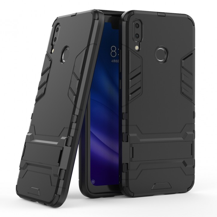 COOVY® Cover für Huawei Y9 (Model 2019) / Enjoy 9 + plus Bumper Case, Doppelschicht aus Plastik + TPU-Silikon, extra stark, Anti-Shock Hülle, Standfunktion | 