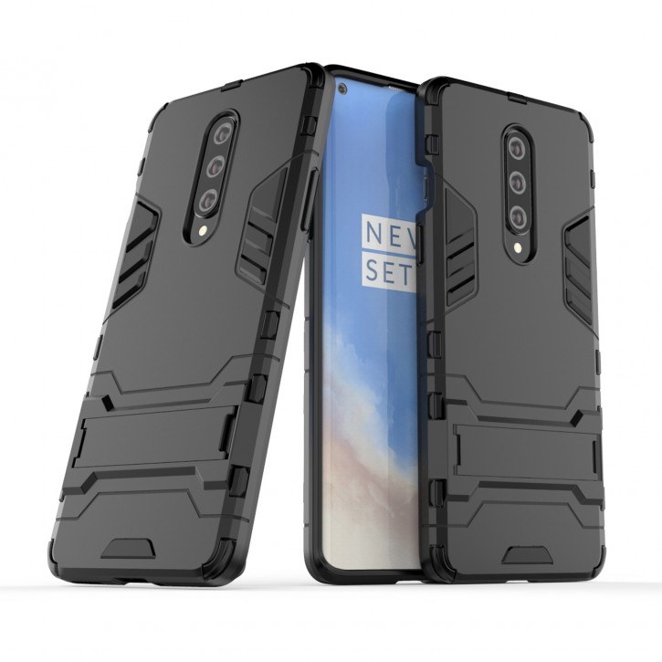 COOVY® Cover für Oneplus 8 Bumper Case, Doppelschicht aus Plastik + TPU-Silikon, extra stark, Anti-Shock Hülle, Standfunktion | 