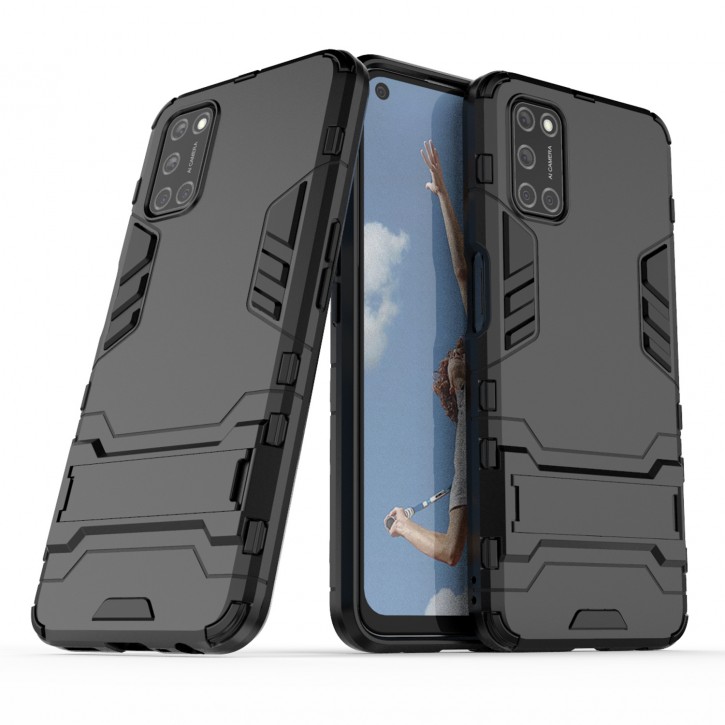 COOVY® Cover für Oppo A52 / A72 / A92 Bumper Case, Doppelschicht aus Plastik + TPU-Silikon, extra stark, Anti-Shock Hülle, Standfunktion | 