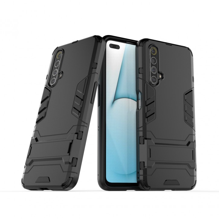COOVY® Cover für Oppo Realme X50 5G Bumper Case, Doppelschicht aus Plastik + TPU-Silikon, extra stark, Anti-Shock Hülle, Standfunktion | 