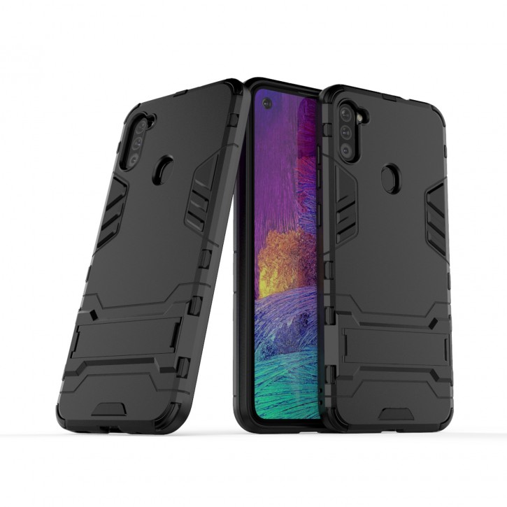 COOVY® Cover für Samsung Galaxy A11 SM-A115F/DS /  M11 SM-M115F/DSN Bumper Case, Doppelschicht aus Plastik + TPU-Silikon, extra stark, Anti-Shock Hülle, Standfunktion | 