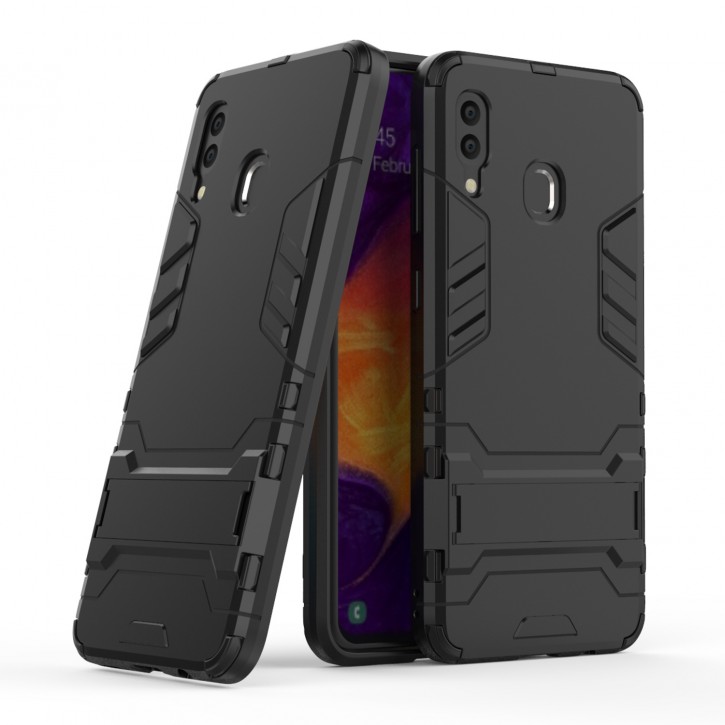 COOVY® Cover für Samsung Galaxy A20 SM-A205F/DS / A30 SM-A305F/DS Bumper Case, Doppelschicht aus Plastik + TPU-Silikon, extra stark, Anti-Shock Hülle, Standfunktion | 