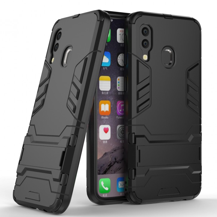 COOVY® Cover für Samsung Galaxy A40 SM-A405F/DS / SM-A405FN/DS Bumper Case, Doppelschicht aus Plastik + TPU-Silikon, extra stark, Anti-Shock Hülle, Standfunktion | 