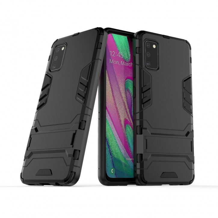 COOVY® Cover für Samsung Galaxy A41 SM-A415F/DSN Bumper Case, Doppelschicht aus Plastik + TPU-Silikon, extra stark, Anti-Shock Hülle, Standfunktion | 