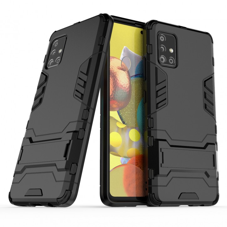COOVY® Cover für Samsung Galaxy A51 5G SM-A516B/DS Bumper Case, Doppelschicht aus Plastik + TPU-Silikon, extra stark, Anti-Shock Hülle, Standfunktion | 
